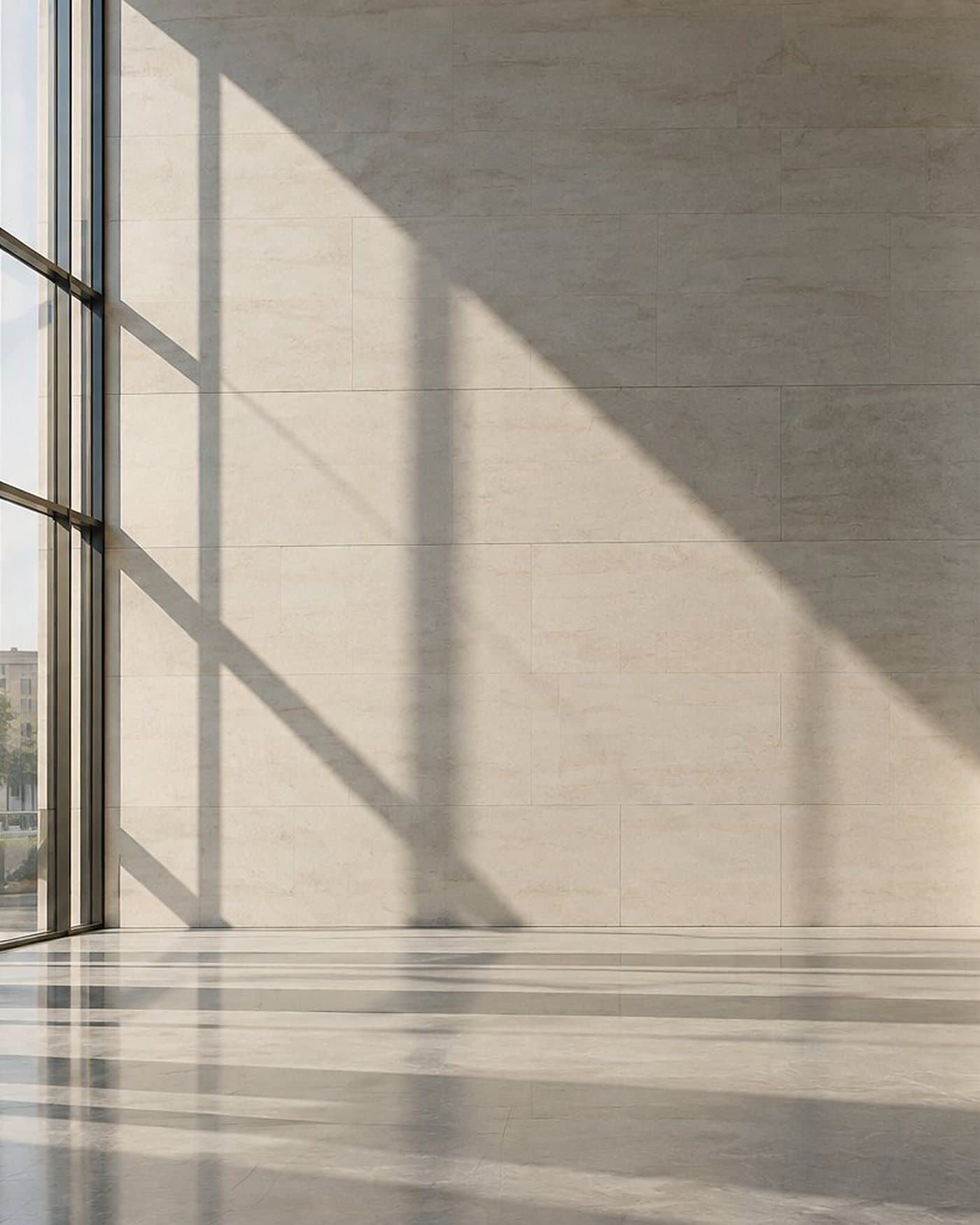 Morning light through a limestone atrium